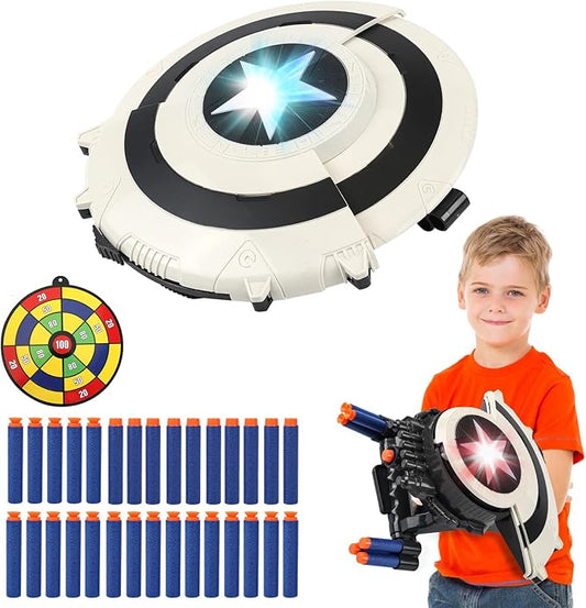 Shield Dart-Blasting Toys for Guns-Toys for Superhero 6 7 8 9+ Year Old Boys,Kids Roleplay Toy with Lights, with 30 Darts