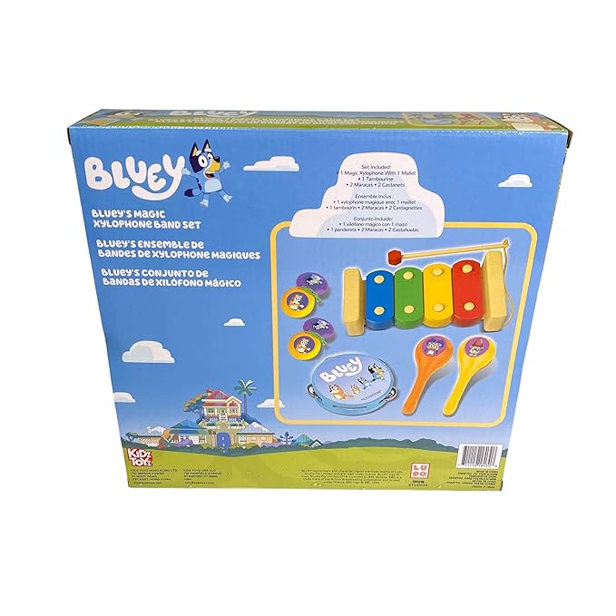 Bluey's Magic Xylophone 7 Piece Band Set - Learn to Play Instruments Music Education for Kids and Preschoolers Ages 3+