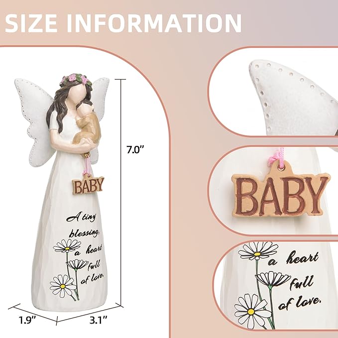 Mom Birthday Gifts,New Mom Gifts,Mother Baby Figures Statues,Angel Figurines Gifts,Meaningful Gift for Mama on Birthday and Mother's Day,Sculpted Hand-Painted Figurine