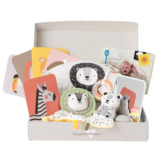 Taf Toys Newborn Developmental Toy Kit, Perfect for Boys and Girls, Includes 12 Essential Baby Boy and Girl Toys for Learning and Stimulation, Ideal New Baby Gift Basket