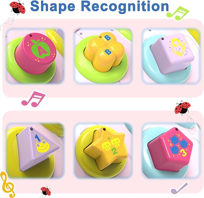 Baby Musical Ladybug Crawling Toys,Baby Toy 6-12 Months with Light-up Music, Early Educational Learning Montessori Toy, Infant Gift Toys for 7 8 9 10 11 Months 1-2 Years Old Newborn Girls (Pink)