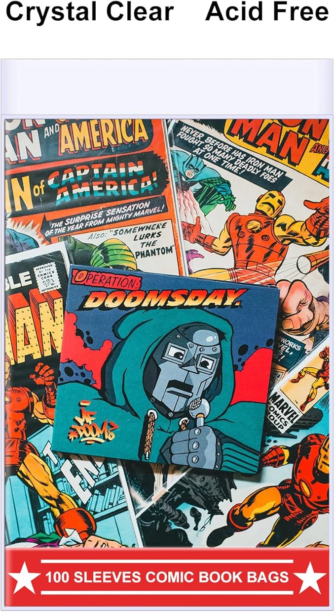 100ct Silver-Age Comic-Book-Bags and Boards - Reusable Comic Book Boards and Bags for Comic Book Storage, 1 1/2" Flap Comic Bags and Backing Boards, Clear Protector and Protection Board Cardboards