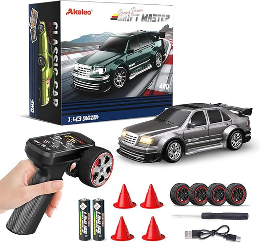 1/43 Mini RC Drift Car with Gyroscope, 4WD Full Proportional RC Car, 2.4GHZ Hobby Grade Remote Control Cars, RTR Model Vehicle, 20+KM/H High Speed for Hobbyists Kids Adults (Sliver)