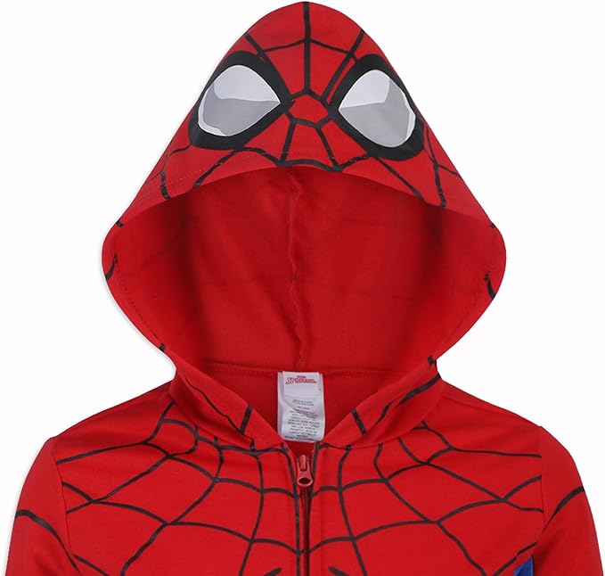 Marvel Spider-Man, Miles Morales, & Venom Boys Zip Up Hooded Sweatshirt and Pants Set for Toddlers and Big Kids – Black/Red