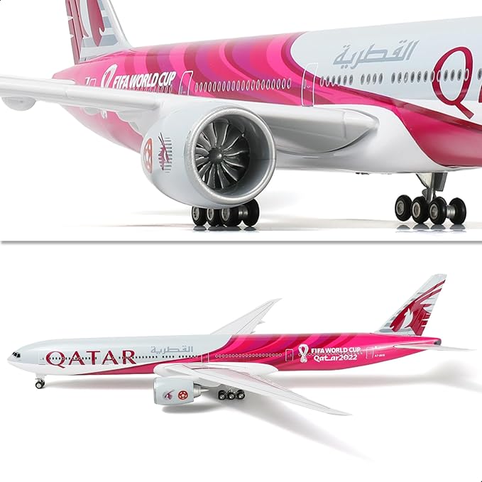 1/150 Boeing 777-300ER Qatar 18.5 inchs Large Model Diecast Airplane Model Kits with Stand for Aviation Enthusiast Gift A7-BEB (World Cup Commemorative Livery)