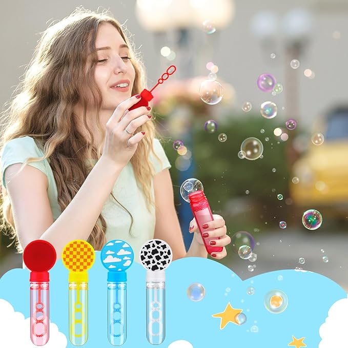 24 Pack Bulk Bubble Wands Cartoon Party Favors Toy Theme Birthday Party Supplies Cartoon Theme Birthday Bag Stuffers Supplies Decorations (Wand,Toy Inspire Game)