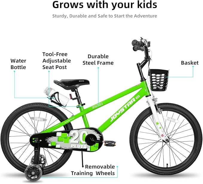 JOYSTAR Pluto 12 14 16 18 20 Inch Kids Bike with Light Up Training Wheels, Kids' Bicycle for Boys Girls Age 3-12 Years, Children Bikes, Multiple Colors