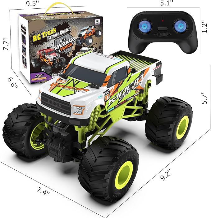 1:16 Scale RC Monster Truck - 2.4GHz All Terrain Car for Kids 4-12, 20 Km/h Off Road RC Truck, Christmas or Birthday Gift