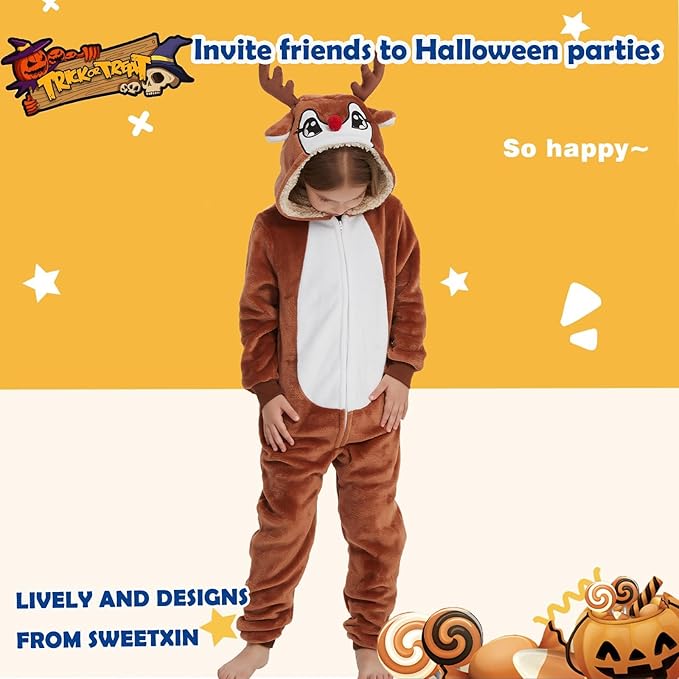 SWEETXIN Unise Kids Jumpsuit Cosplay Onesie One Piece Suit for Girls Boys Halloween Character Costume Dress Up Party