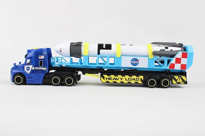 Daron Rocket Transporter with Articulated Tractor Trailer, Launch Platform, Lights & Sounds, Removable Rocket with Extendable Landing Fins - Ages 3+