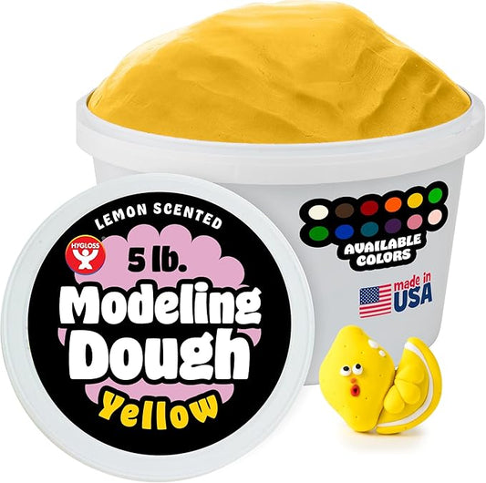 Hygloss Play Modeling Dough for Kids – Safe & Non-Toxic Sensory Dough for Arts and Crafts – 5 lb Tub – Play Clay for Toddler Activities, Preschool Classroom Must-Haves – Yellow Color, Scented