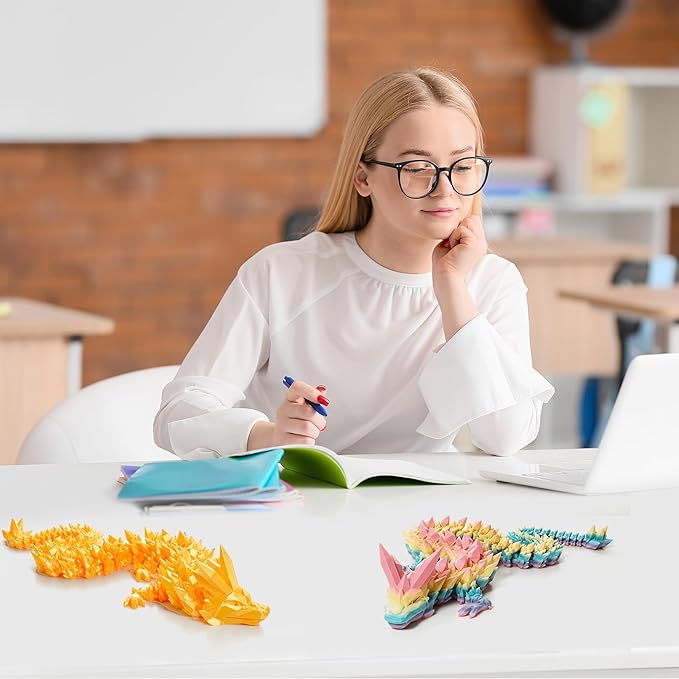 30'' 3D Printed Dragon - 3D Printed Toys, Articulated Crystal Dragon Large Rainbow Animal Fidget Toy, Decor Huge Dragons Collectible Figurines(Mixcolor3,30inch)