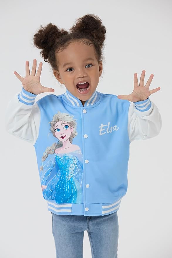 Disney Minnie Mickey Stitch Princess Frozen Elsa Marvel Jacket Lightweight Coat Button up Color Block Sweatshirt 2-14 Years