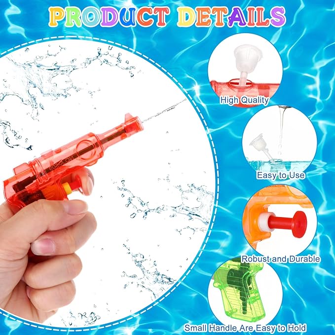 Leyndo 50 Pack Water Gun for Kids Mini Water Gun Bulk Small Colorful Blaster Plastic Squirt Pistol for Boys Girls Outdoor Beach Game Summer Swimming Pool Party Favors(Candy Color)