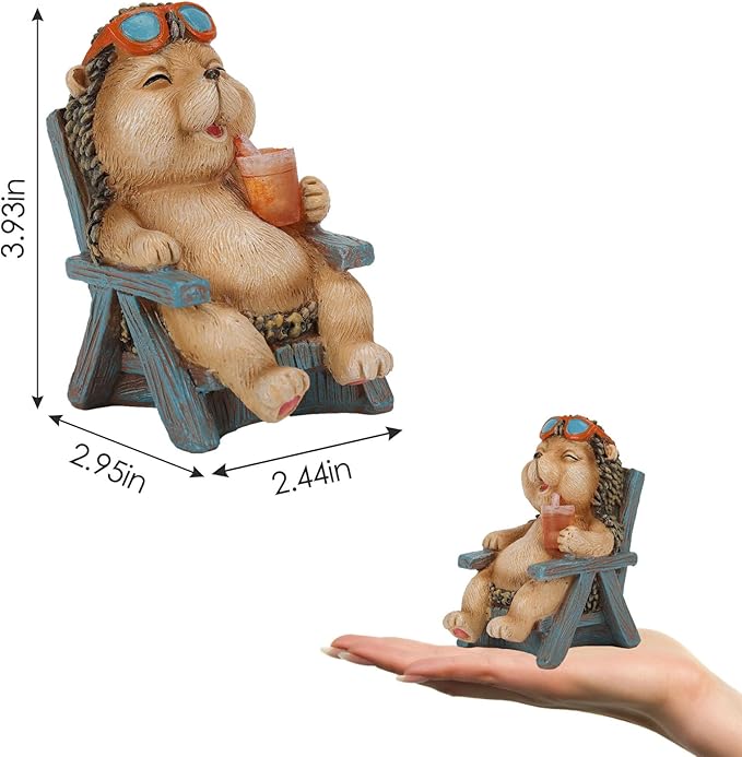 Hedgehog Statue Outdoor Solar Garden Decor for Outside Lawn Yard Patio, Home Office Fall Halloween Decorations Indoor Lights, Ideal Ornaments Birthday Gifts for Mom Women Grandma