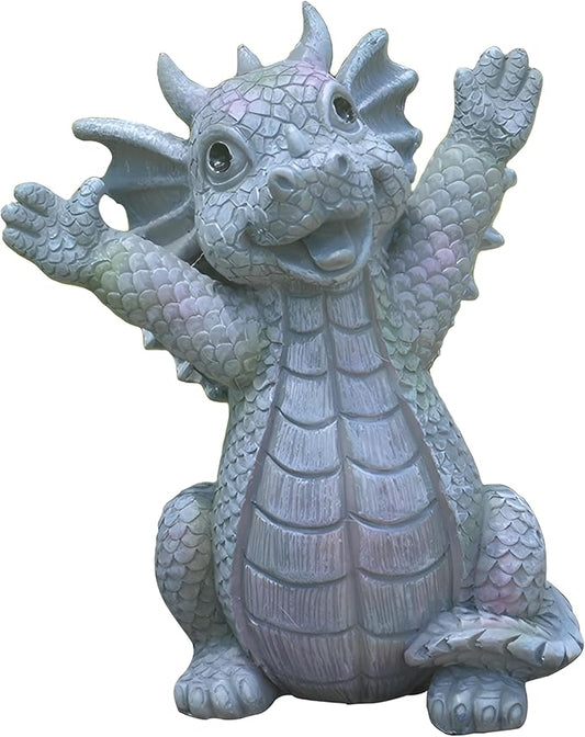 Cute Dragon Figurines Dinosaur Sculptures, Unique Resin Artwork for Office & Home Décor,Yoga Dragons Decorations for Garden & Yard,Outdoor Adorable Baby Dragon Statue Ornaments (Yoga A)