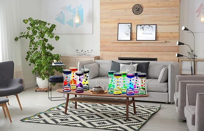 Liquid Motion Bubbler for Kids and Adults Pack of 8 Great Rainbow Series Liquid Bubbler Timer Sensory Fidget Relaxation Stress Relief and Anxiety Relief Relaxing Autism