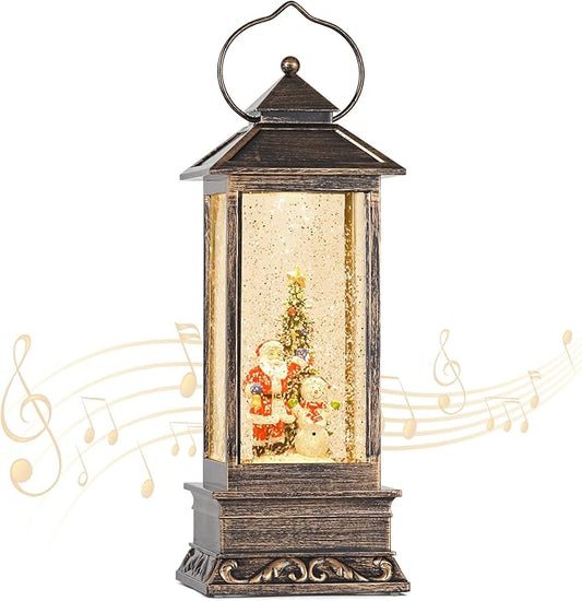 Snow Globe, Christmas Snow Globes with Swirling Glitter, USB Powered or Battery Operated Christmas Lantern for Christmas Thanksgiving Party Home Decorations (Christmas Tree, Santa Claus and Snowman)