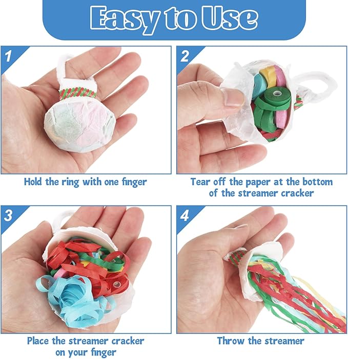 50 Pcs Colorful Streamer Poppers, No Mess Paper Streamers, Hand Throw Streamers for Party Decorations, Wedding, Graduation, Celebration