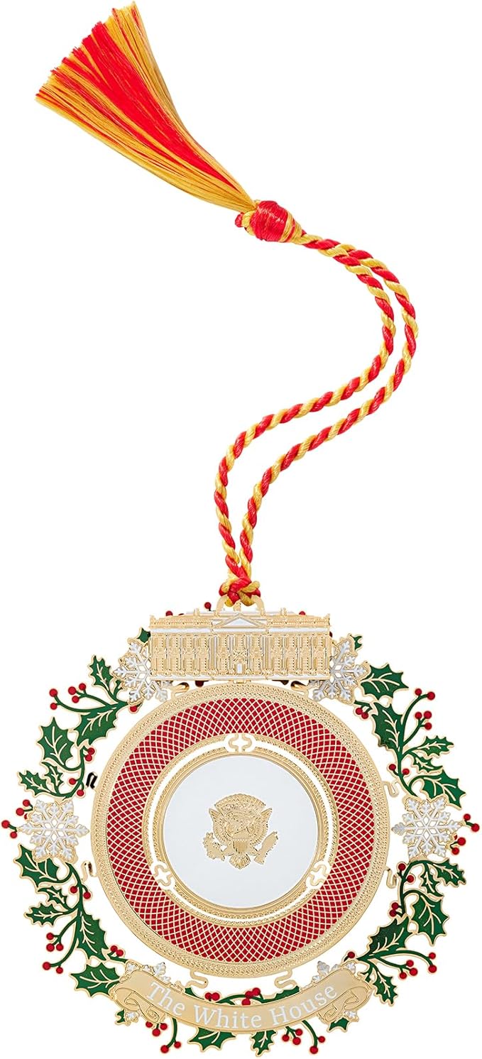 Official 2025 White House Christmas Ornament – Honors 150 Years of White House State Dinners, 24k Gold-Finished Brass, Includes Ribbon & Booklet, Collectible Gift in Keepsake Box, Made in USA