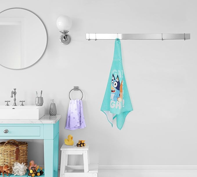 Jay Franco Bluey & Bingo Bath/Pool/Beach Hooded Towel - Super Soft & Absorbent Cotton Towel, Measures 22 x 51 Inches (Official Bluey Product)
