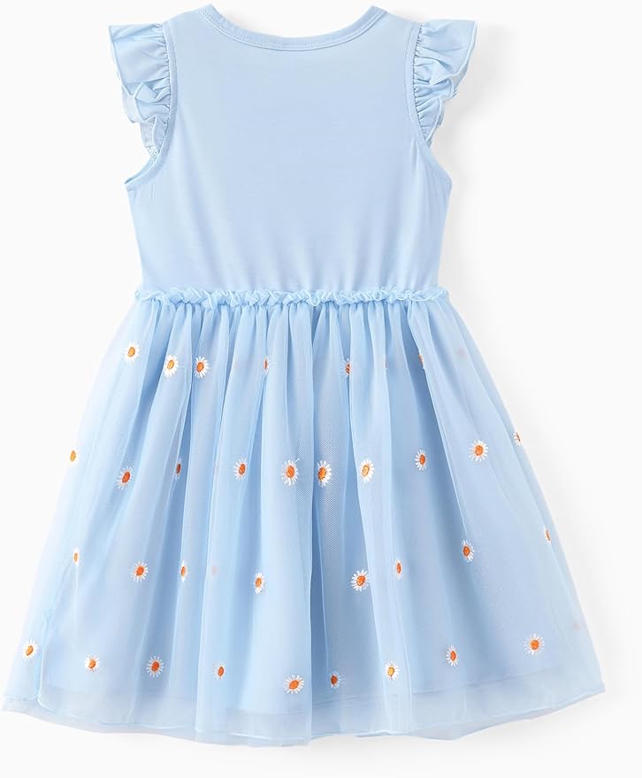 Disney Frozen Elsa Princess Cinderella Ariel Jasmine Rapunzel Baby/Toddler Dress, Ruffle Long-Sleeve Mesh Overlay Tulle Dress