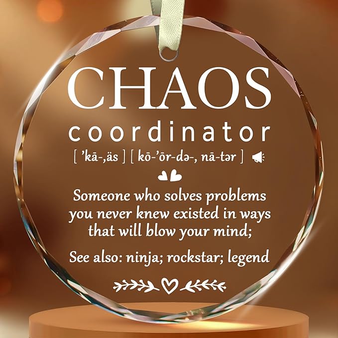 BSQUIELE Chaos Coordinator Ornament - Gifts for Coworker - Thank You Gifts for Women, Boss, Coworker, Teacher, Mom, Office Appreciation Gift - Christmas Decorations - Ceramic Ornament