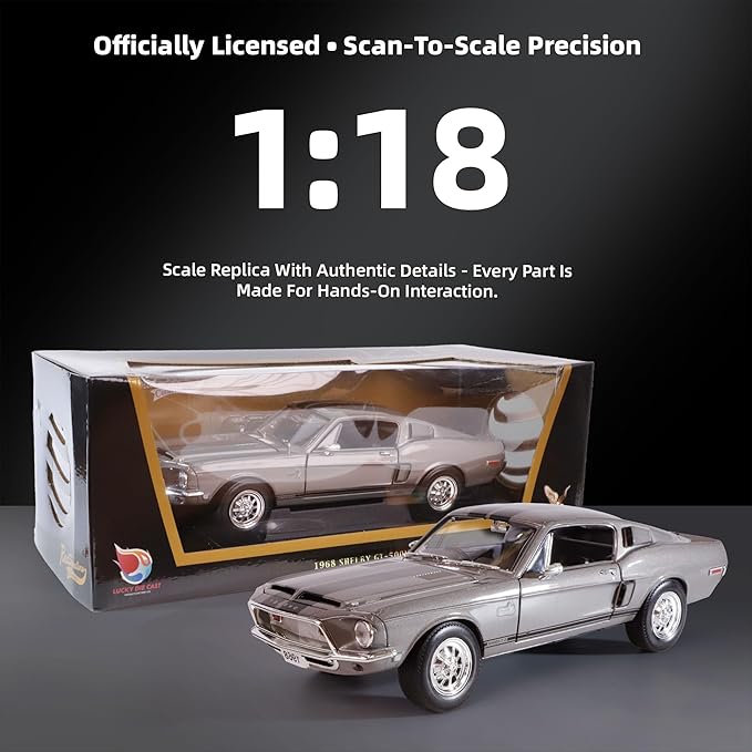 1968 Ford Shelby Cobra GT-500KR 1:18 Scale Diecast Model Premium Alloy Sports Cars with Display Case, Working Steering, Best Gift for Men, Dad & Kids 14+ Years Collector's