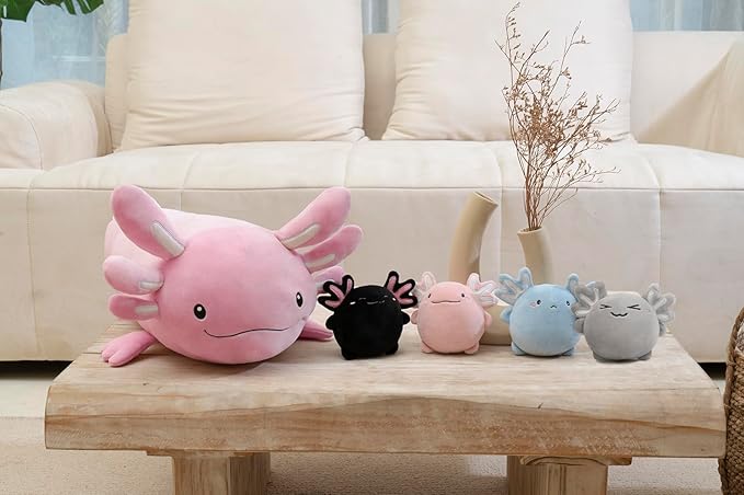 Niuniu Daddy 23" | 5Pcs Axolotl Plush Toys with 4 Babies Inside- Soft Pink Axolotl Stuffed Animal, Cute Birthday Or Christmas Plushies Gift for Girls & Boys