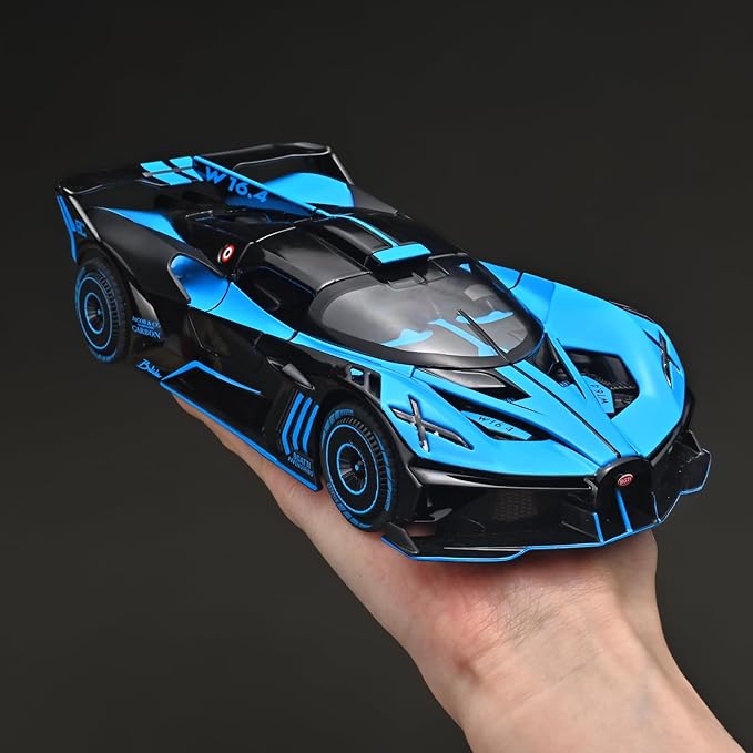 Toddler Car Toys 1/24 Diecast Cars Compatible for Bolide Model Car Collection,Spray Bolide Toy Car for Boys,Pull Back Cars with Light and Sound,Toy Cars for Boys Age 4-7（Blue）