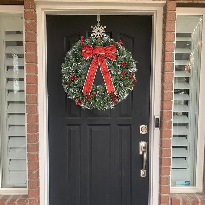 Christmas Wreath Front Door Wreath - 24 Inch Outdoor Christmas Wreath Large Winter Wreath Holiday Xmas Christmas Decoration DiliComing