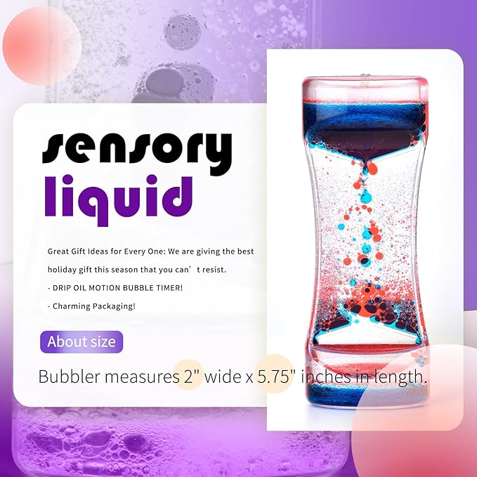 10 Pack Liquid Motion Bubbler Timers - Sensory Relaxation Fidget Toy for All Ages - Water Timer Sensory Play Toys for Office Home