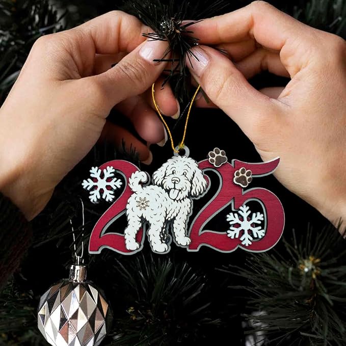 2025 Labradoodle Christmas Ornament – Wooden Dog Ornament for Tree, Cute Puppy Holiday Decoration, Personalized Pet Keepsake Gift for Women, Men, Kids, Dog Mom & Dad
