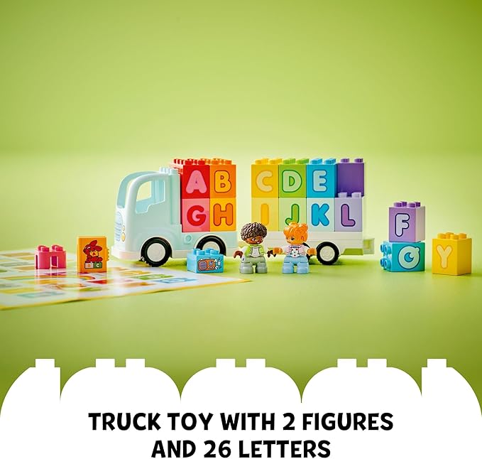 LEGO DUPLO Town Alphabet Truck Toy - Toddler Learning & Educational Toys for Preschool, Ages 2+ - Alphabet Blocks for Boys & Girls - Baby Gift Ideas for Birthdays - 10421