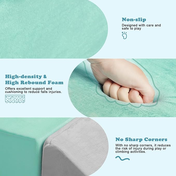 Climbing Toys for Toddlers 1-3, Foam Climb Blocks for Baby，4-Piece Baby Climbing Crawling Toys Soft Foam Blocks Activity Play Set