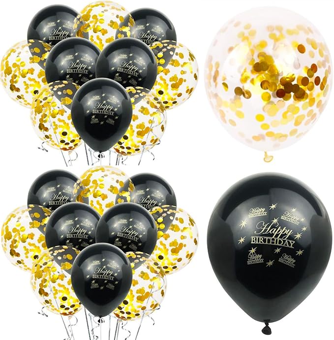 60th Birthday Decorations for Men, Happy 60th Birthday Decorations with 40 Inch Gold 60 Number Balloons, Birthday Banner, Latex Balloon, Fringe Curtains and Foil Balloons