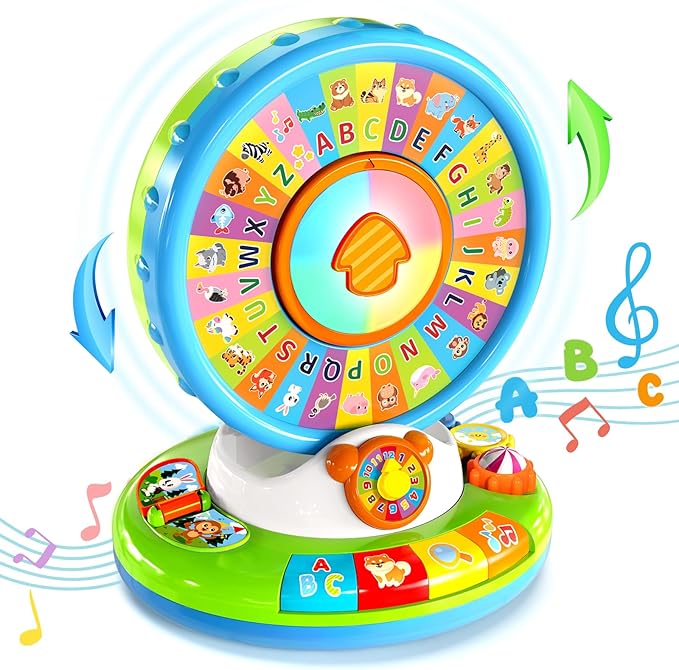 Toys for 1 2 3 Years Old Boys Girls, Musical Spin & Sing Alphabet Zoo with Lights & Sounds, Learning Educational Toys for Toddler 1-3, Christmas Birthday Gifts for Baby Kids Age 6-9-12-18 Months
