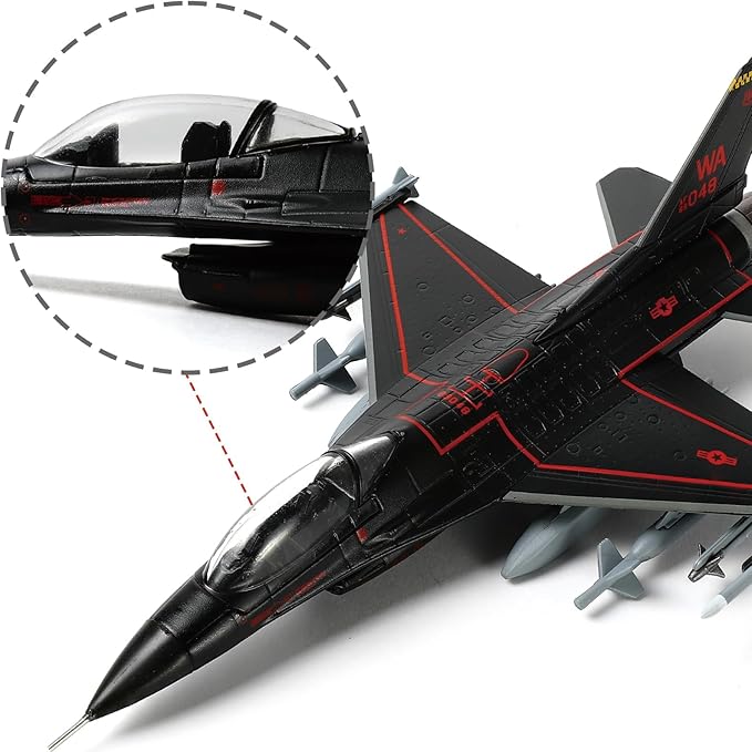 1/100 F-16C Fighting Falcon Fighter Model Metal DieCast Aircraft Jet Kit Fighter Plane Model Military Airplane for Collection and Gift(Nellis AFB 57th Wing), Black