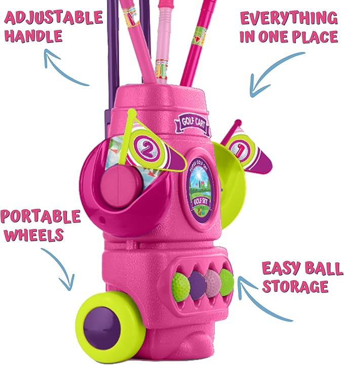 ToyVelt Toddler Golf Set - Kids Golf Clubs with 6 Balls, 4 Golf Sticks, 2 Practice Holes and a Putting Mat - Promotes Physical & Mental Development, Ideal Toddler and Kids Golf Set Gift for Boys 2-10