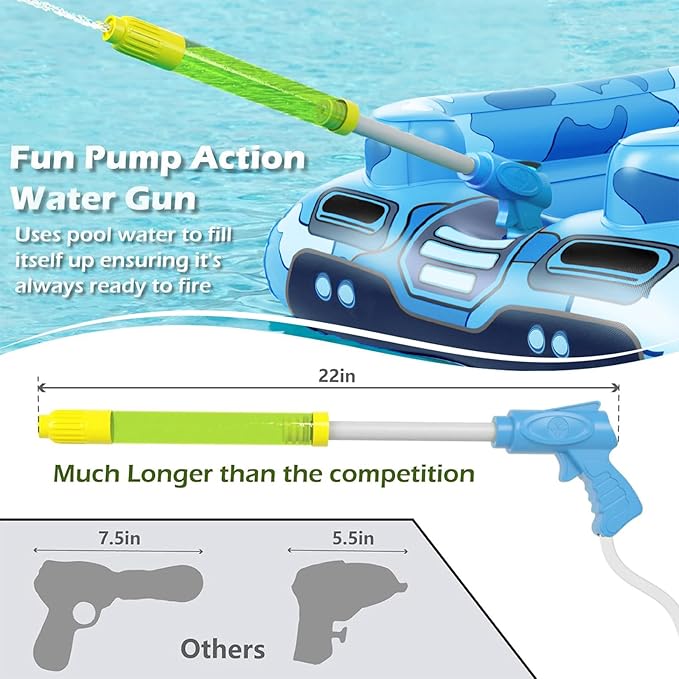 Inflatable Tank Pool Floats Adults - Jasonwell Kids Pool Floaties Swimming Pool Tank with Water Cannon Gun Swim Floaty Rafts Lake Beach Party Pool Toys for Boys Girls Kids Adults