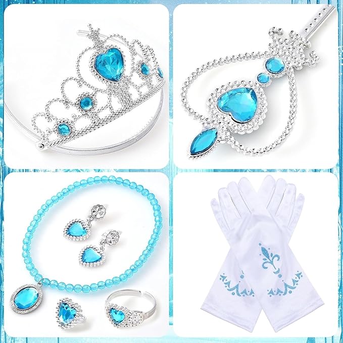 G.C Princess Dress Costume for Girls Toddler Princess Dress Up Clothes With Toys Crown Wig Wand Accessories Halloween Cosplay