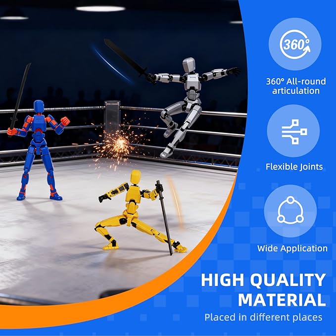 (Assembly Completed) 6 Packs Dummy13 Action Figure Set, 3D Printed ActionFigure Toy Gifts for Kids, Dummy 13,Robot 13 Action Figure Full Body Mechanical Doll Christmas Birthday Gift for Boys Girls