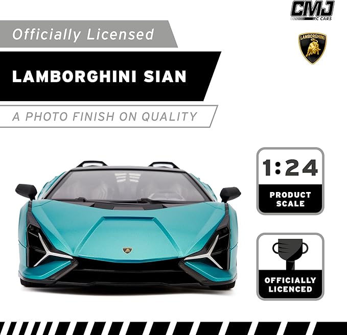1:24 Scale Officially Licensed RC Lamborghini Sián FKP 37, Blue Lambo Sport Racing Hobby Toy Car Model Vehicle for Boys Girls and Adults Gift