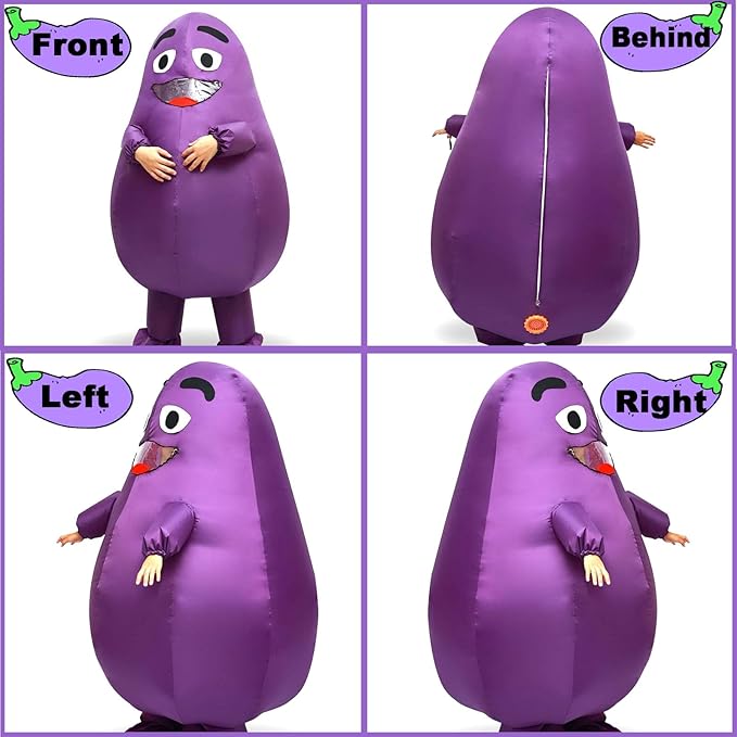 Grimace Costume Purple Grimace Inflatable Costume Suit for Adults and Kids - Perfect for Parties and Halloween