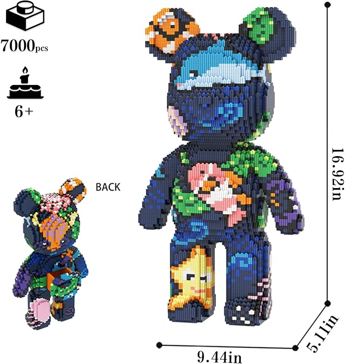 Bear Micro Mini Building Block Sets for Adults, No Compatible with Lego, Building Toys for Home & Office Decor, MOC 3D Creative Model Gifts for Christmas