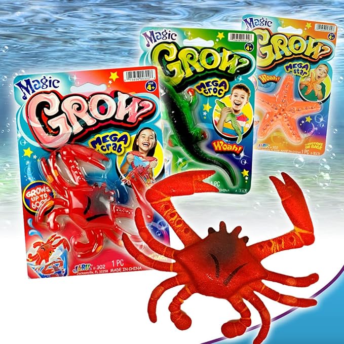 JA-RU Magic Grow Ocean Themed Water Animals (6 Packs Assorted) Beach Life Theme Toys | Bulk Expanding Bath and Pool Toys for Kids. Sea Creatures Party Toys and Goodie Bags. 302-6A