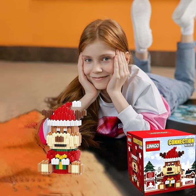 Christmas Building Blocks Compatible for Lego Christmas Reindeer Micro Blocks Stacking New Toys Holiday Present Box New Year Gifts for Kids 6-12 Years Old Boys and Girls (Reindeer)