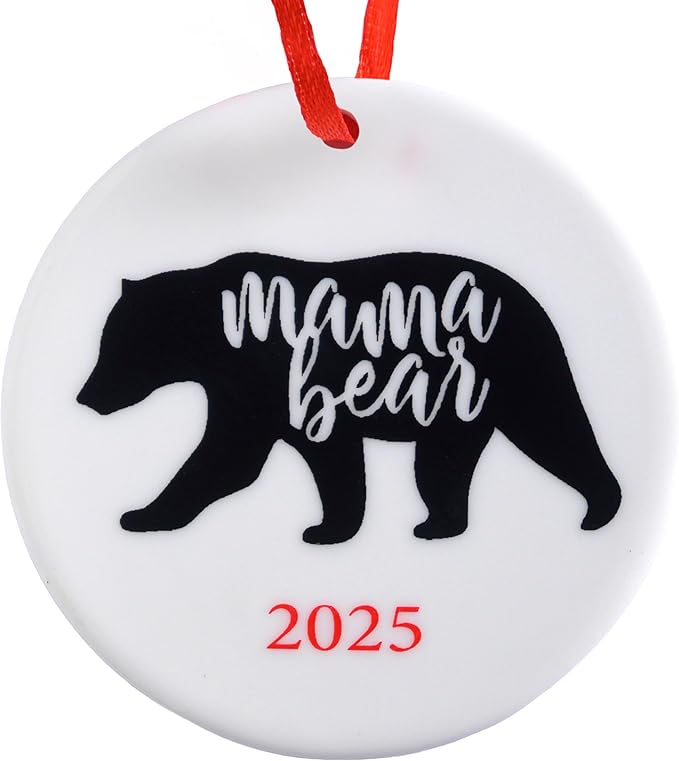 Mama Bear Christmas Ornament 3 Inch, Mama Bear Ornament, Polar Bear Christmas Ornament, Best Mom Christmas Tree Decor, Super Mommy Xmas Decor, Funny Momma Tree Decoration