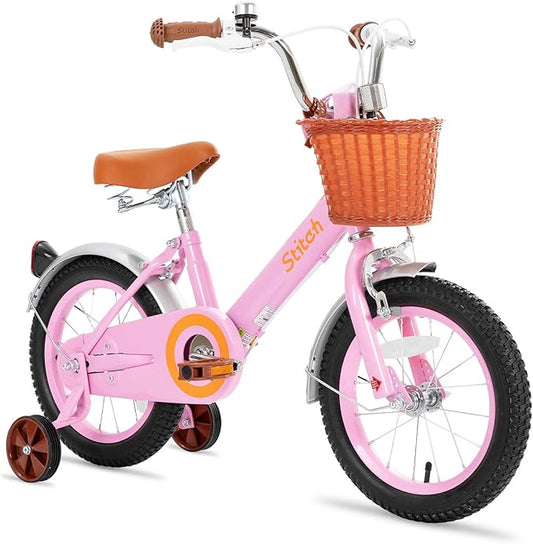JOYSTAR Vintage Kids Bike with Training Wheels & Basket, 12 14 16 20 24 Inch Girls Bike for 2-14 Years Old, Multiple Colors