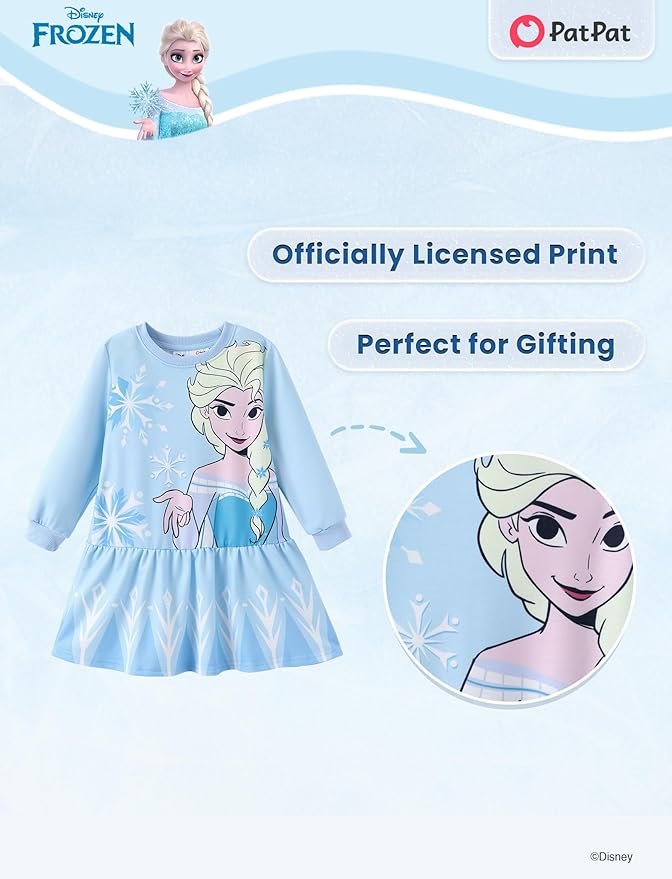 Disney Stitch Minnie Elsa Princess Sweatshirt Dress Toddler Girl Sequin Long Sleeve Pullover Clothes Fall Outfit 2-9 Years